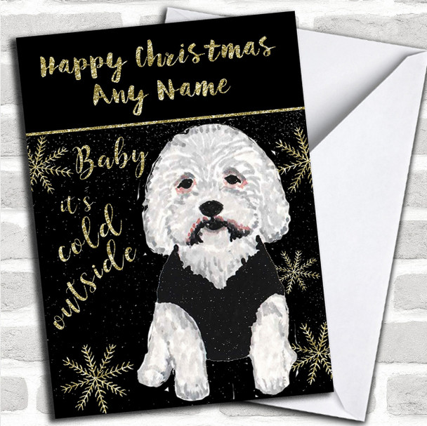 Cold Outside Snow Dog Maltese Terrier Personalized Christmas Card