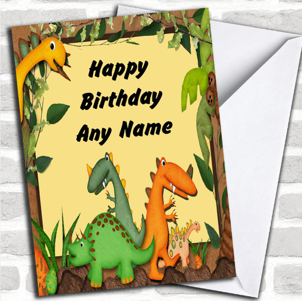 Dinosaur Jungle Personalized Birthday Card