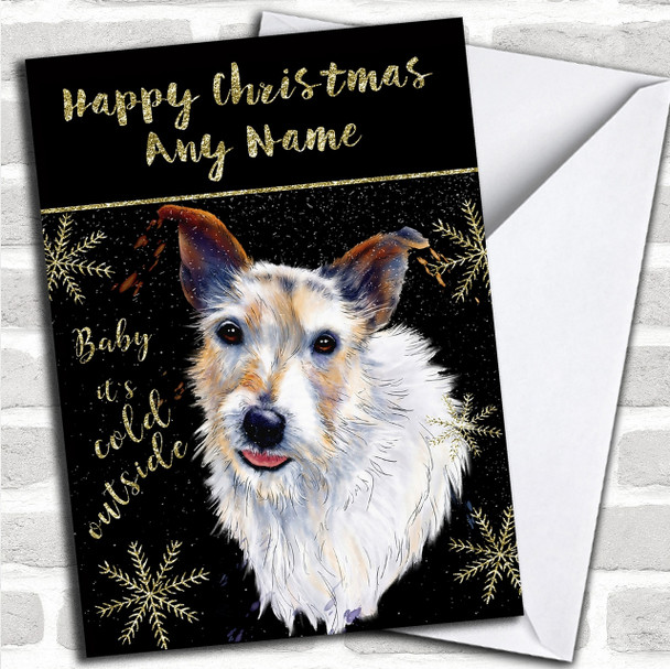 Cold Outside Snow Dog Jack Russell Personalized Christmas Card