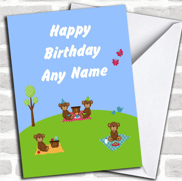 Teddy Bears Picnic In The Park Personalized Birthday Card