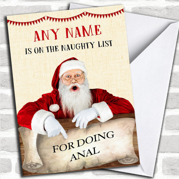 Funny Rude Offensive Naughty List Anal Personalized Christmas Card