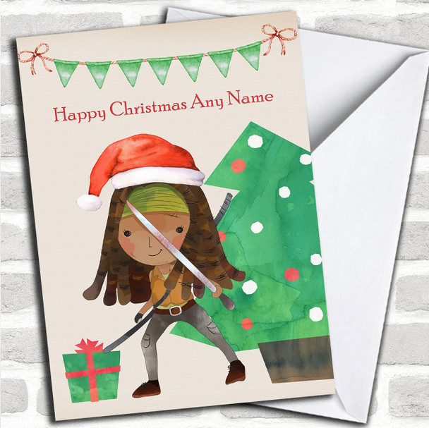 Watercolour Michonne The Walking Dead Personalized Christmas Card