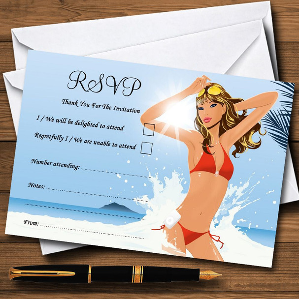 Beach Swimming Pool Personalized RSVP Cards