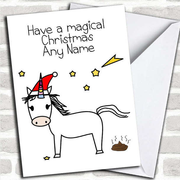 Funny Unicorn Poo Personalized Christmas Card