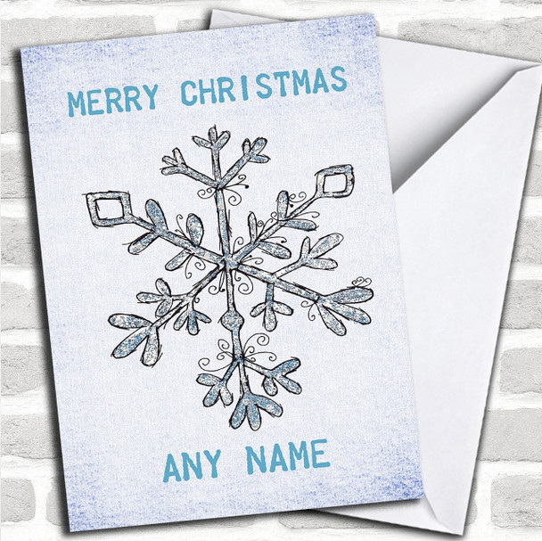 Blue Watercolour Snowflake Personalized Christmas Card