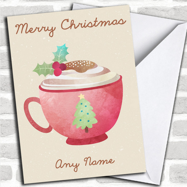 Watercolour Hot Chocolate Personalized Christmas Card