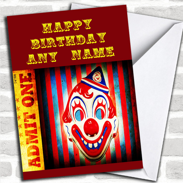 Red Circus Clown Personalized Birthday Card