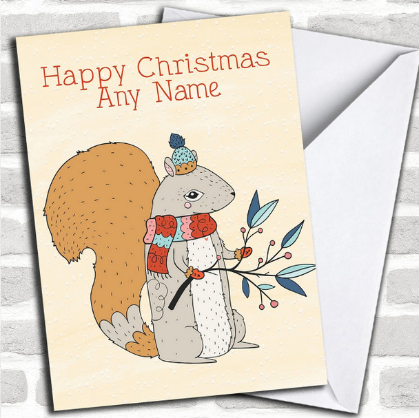 Autumn Squirrel Personalized Christmas Card