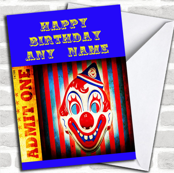 Red And Blue Circus Clown Personalized Birthday Card