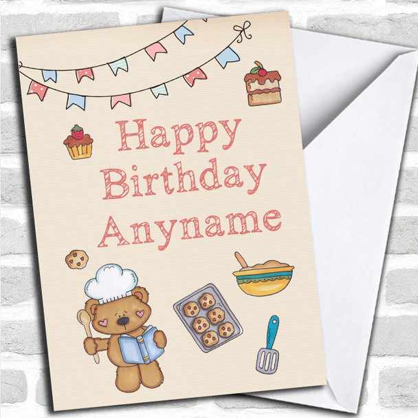 Cute Cooking Teddy Bear Kids Children's Birthday Personalized Card