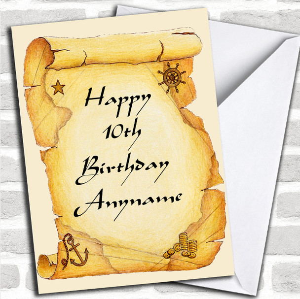 Pirate Scroll Treasure Map Children's Birthday Personalized Card