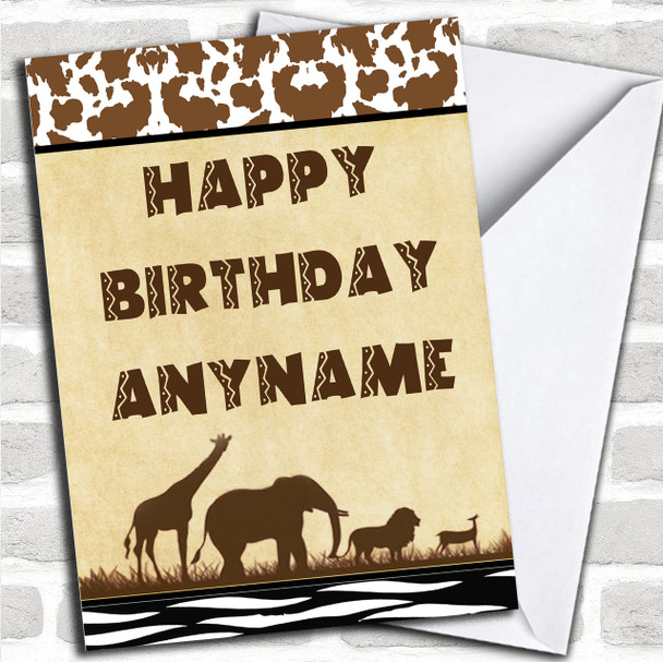 Safari Jungle Animals Children's Birthday Personalized Card