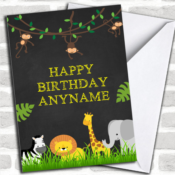 Chalk Jungle Animals Children's Birthday Personalized Card