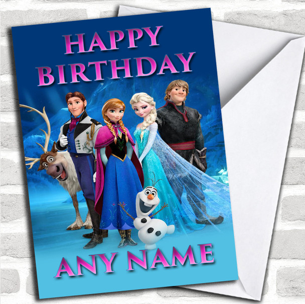 Elsa Anna Sven Olaf Frozen Personalized Birthday Card