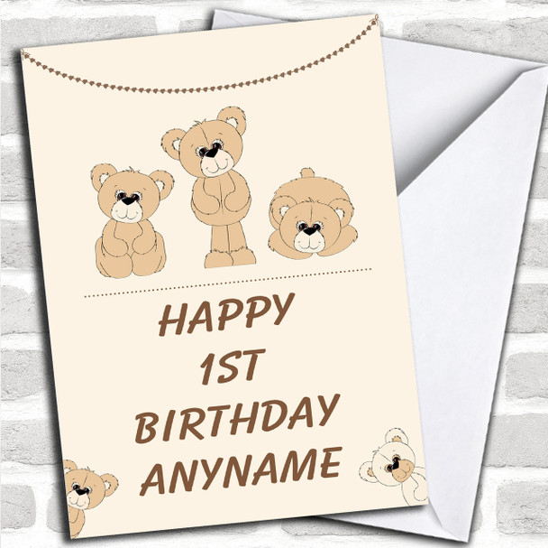 Cute Cream Teddy Children's Birthday Personalized Card