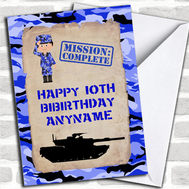 Blue Camo Boy Children's Birthday Personalized Card