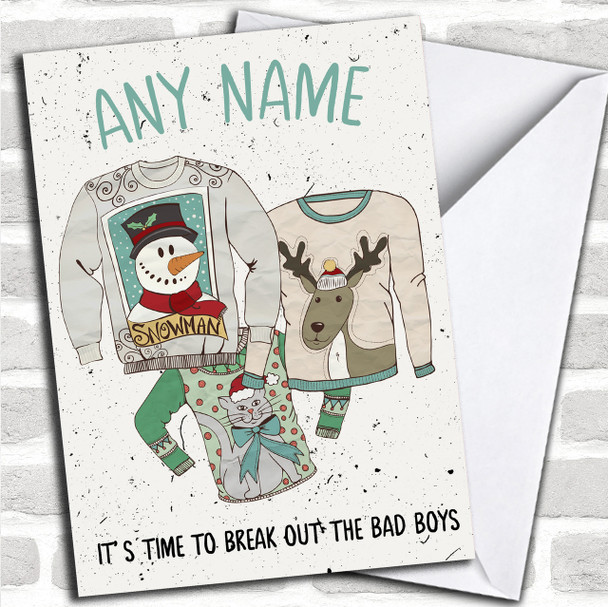 Funny Ugly Jumpers Break Out Christmas Personalized Card