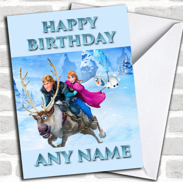 Blue Frozen Sven Olaf Personalized Birthday Card