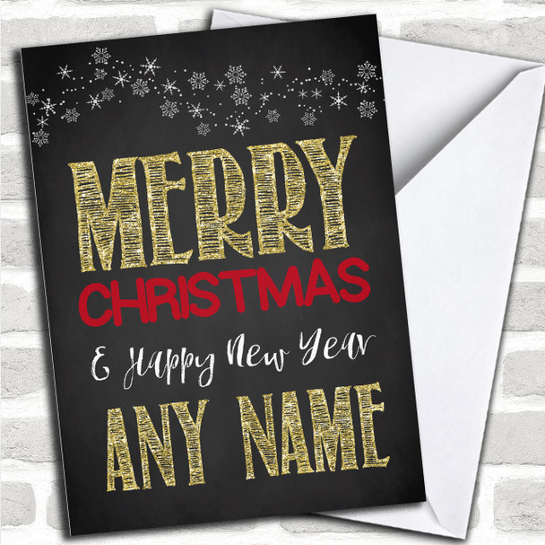 Chalk And Gold Christmas Personalized Card