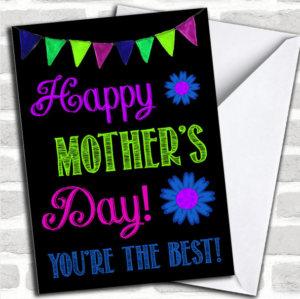 Bright Bunting Flower Mothers Day Personalized Card