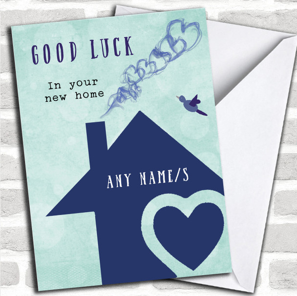 Blue House New Home Personalized Card