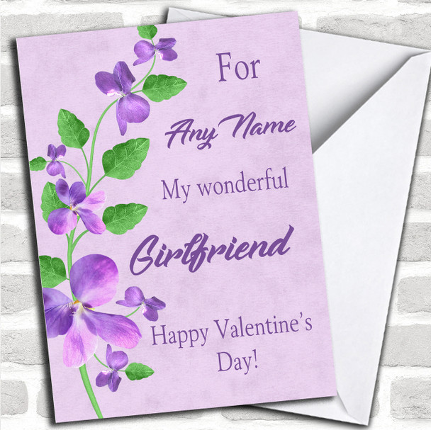 Pretty Purple Wonderful Girlfriend Valentines Personalized Card