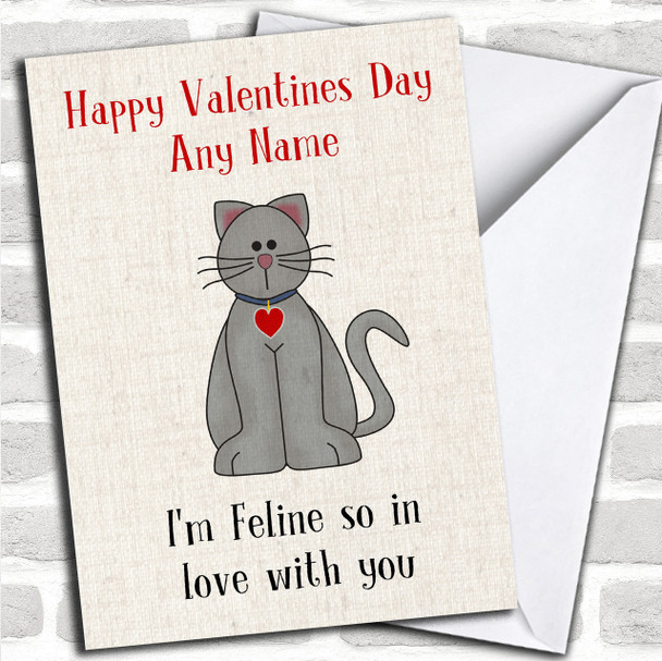 Funny Cat Feline In Love Valentines Personalized Card