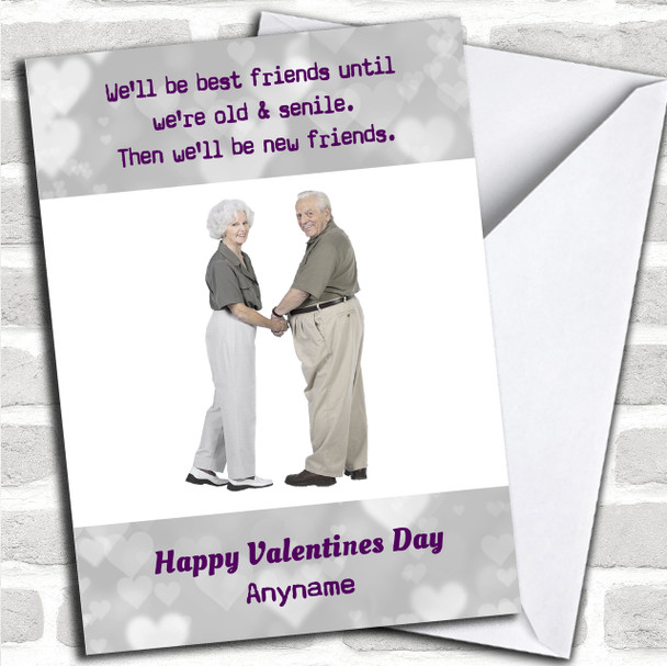 Funny Old Friends Valentines Personalized Card