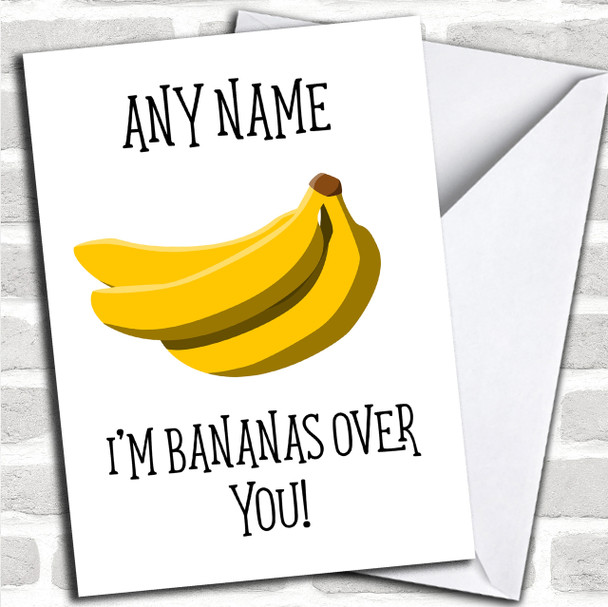Bananas Over You Valentines Personalized Card