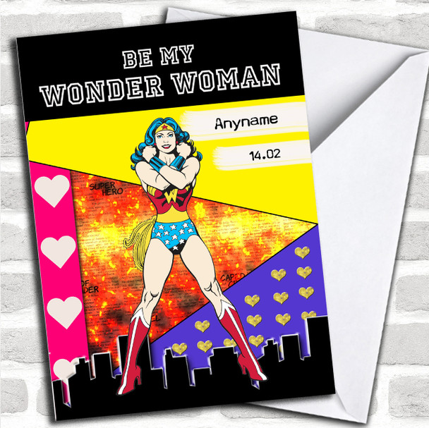 Wonder Woman Valentines Personalized Card