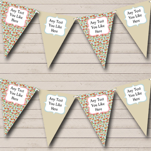 Vintage Shabby Chic Flowers Personalized Wedding Anniversary Party Bunting Flag Banner