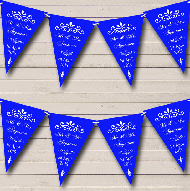 Vintage Regal Royal Blue Personalized Wedding Anniversary Party Bunting Flag Banner