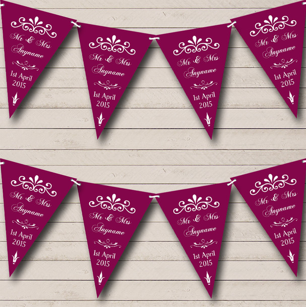 Vintage Regal Mulberry Personalized Wedding Anniversary Party Bunting Flag Banner