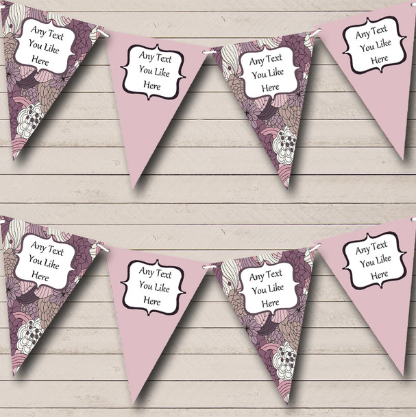 Vintage Pink Shabby Chic Personalized Wedding Anniversary Party Bunting Flag Banner