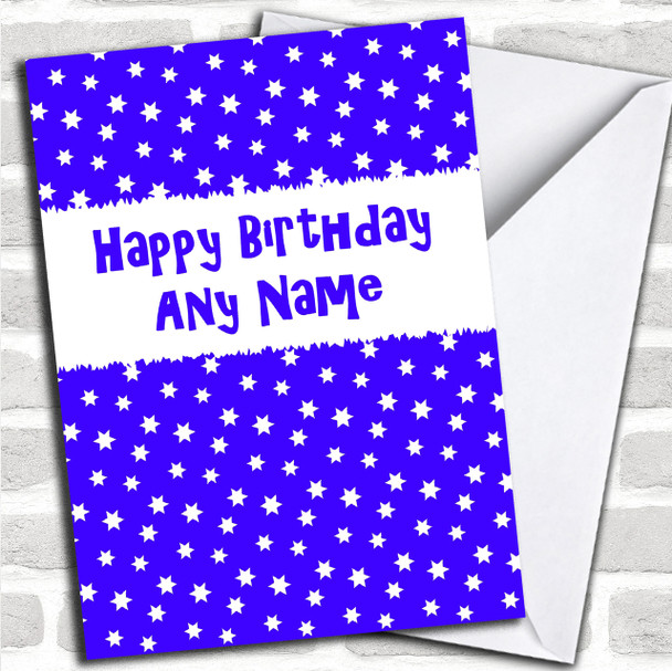Blue & White Stars Personalized Birthday Card