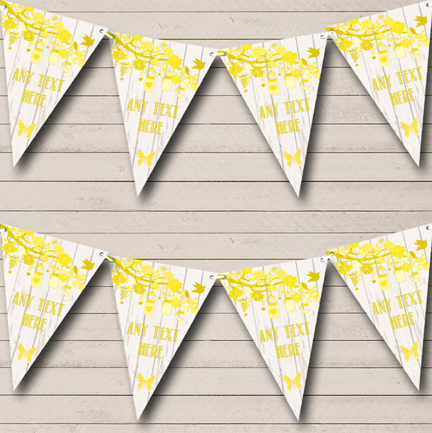 Shabby Chic Vintage Wood Yellow Personalized Anniversary Party Bunting Flag Banner