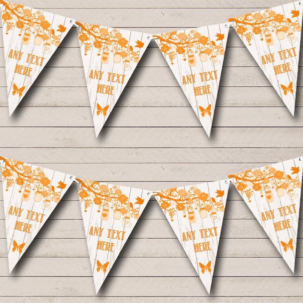 Shabby Chic Vintage Wood Orange Personalized Anniversary Party Bunting Flag Banner