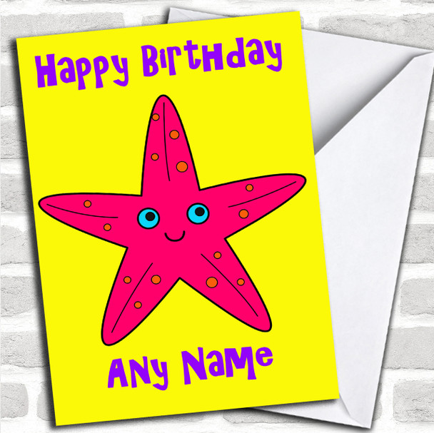 Pink Starfish Personalized Birthday Card