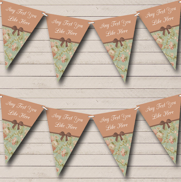 Shabby Chic Vintage Green Personalized Wedding Anniversary Party Bunting Flag Banner