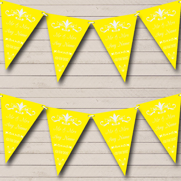 Regal Or Yellow Personalized Wedding Anniversary Party Bunting Flag Banner