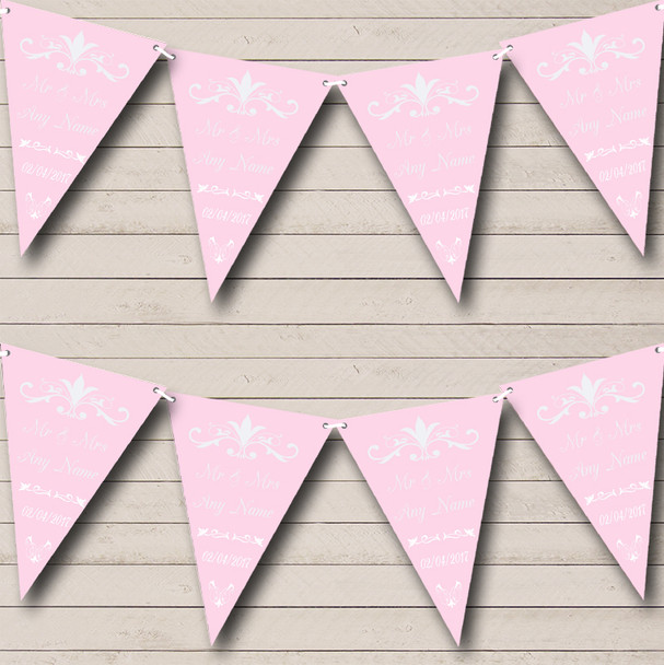 Regal Or Pale Pink Personalized Wedding Anniversary Party Bunting Flag Banner