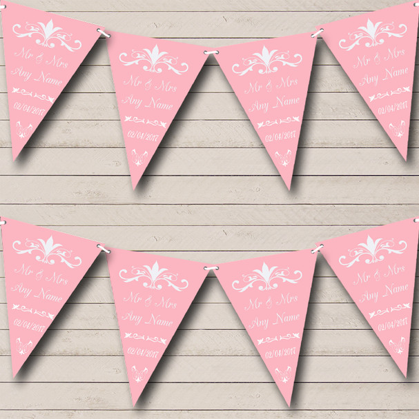 Regal Or Nude Pink Personalized Wedding Anniversary Party Bunting Flag Banner