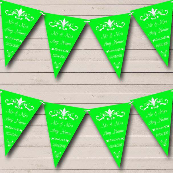 Regal Or Lime Green Personalized Wedding Anniversary Party Bunting Flag Banner