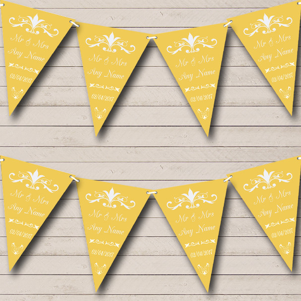 Regal Or Gold Yellow Personalized Wedding Anniversary Party Bunting Flag Banner