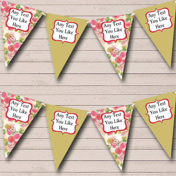 Pink Green Floral Shabby Chic Personalized Wedding Anniversary Party Bunting Flag Banner Pink Green Floral Shabby Chic Personalized Wedding Anniversary Party Bunting Flag Banner
