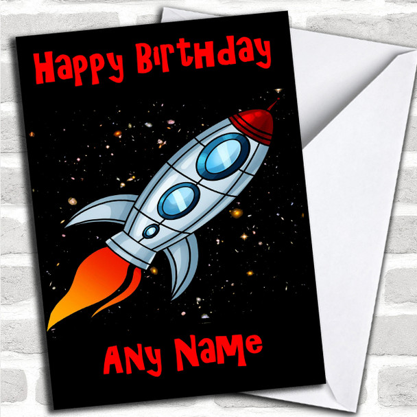 Rocket At Night Personalized Birthday Card
