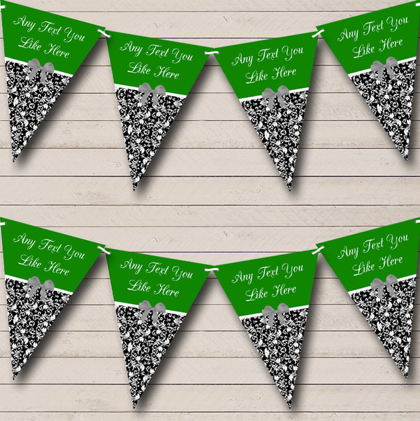 Green Damask Shabby Chic Vintage Personalized Wedding Anniversary Party Bunting Flag Banner