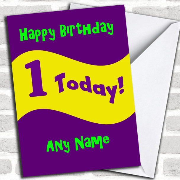 Purple And Yellow Any Age Personalized Birthday Card