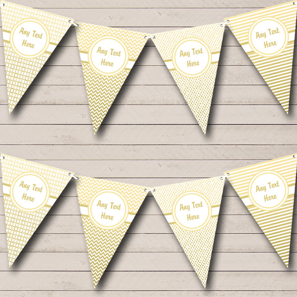 Elegant White And Gold Personalized Wedding Anniversary Party Bunting Flag Banner