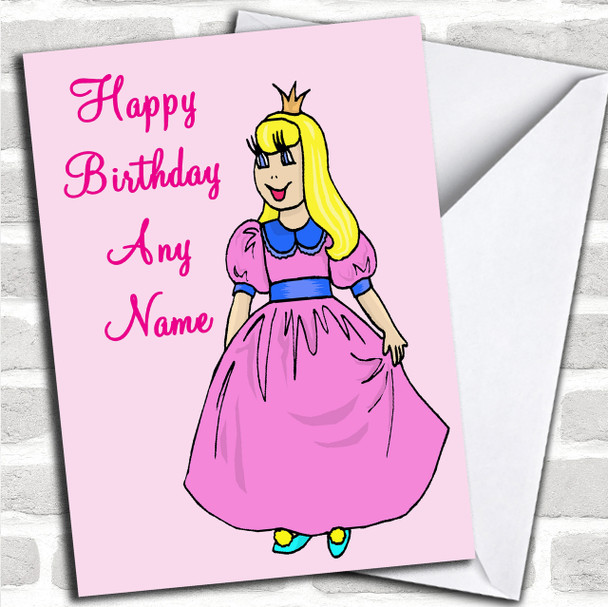 Pink Princess Personalized Birthday Card